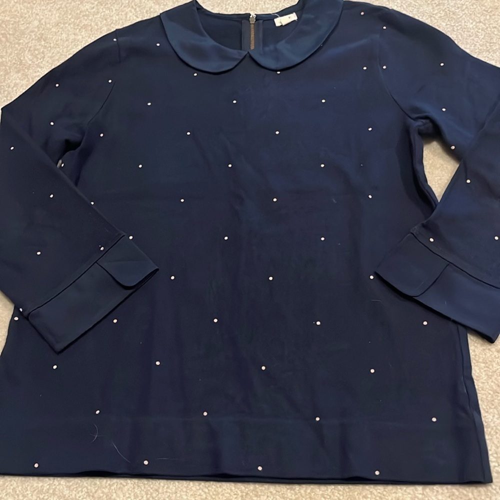 Jcrew navy with pink polka dots